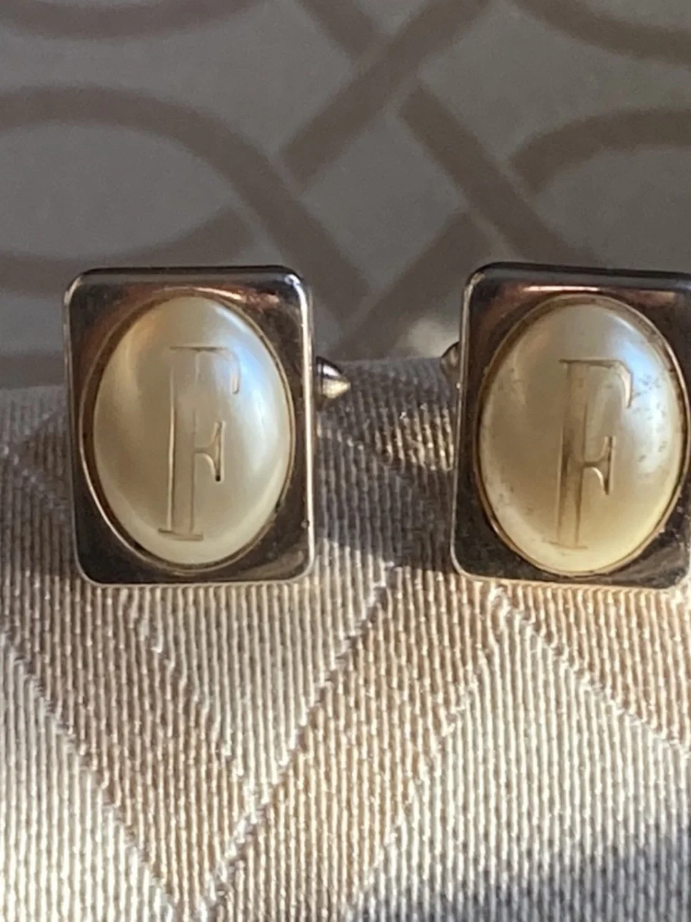 Vintage Swank Monogram F Cufflinks & Tie Bar Set